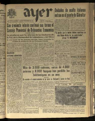 'Ayer : diario informativo de la mañana' - Año VIII Número 2200 - 1943 agosto 7