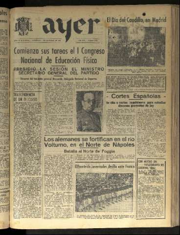 'Ayer : diario informativo de la mañana' - Año VIII Número 2249 - 1943 octubre 3