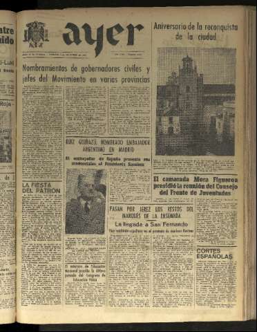 'Ayer : diario informativo de la mañana' - Año VIII Número 2254 - 1943 octubre 9