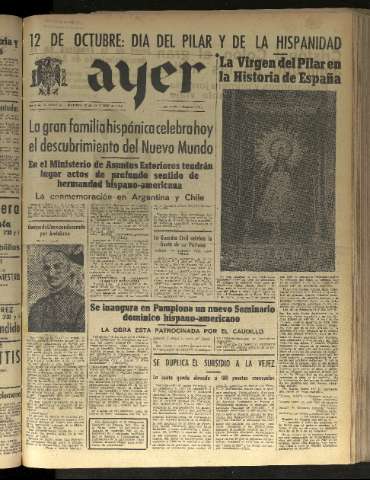 'Ayer : diario informativo de la mañana' - Año VIII Número 2256 - 1943 octubre 12