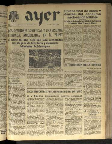 'Ayer : diario informativo de la mañana' - Año VIII Número 2262 - 1943 octubre 19