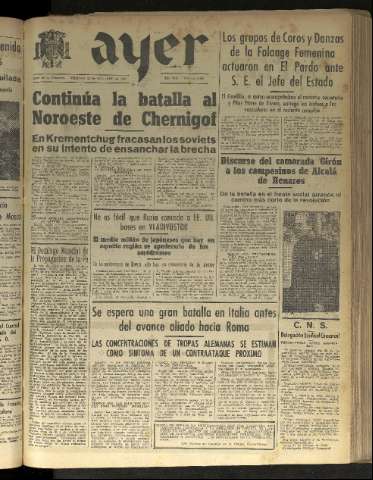 'Ayer : diario informativo de la mañana' - Año VIII Número 2265 - 1943 octubre 22