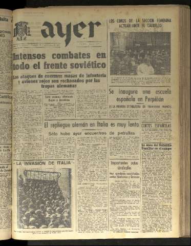 'Ayer : diario informativo de la mañana' - Año VIII Número 2266 - 1943 octubre 23