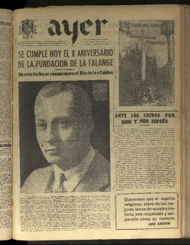 'Ayer : diario informativo de la mañana' - Año VIII Número 2271 - 1943 octubre 29