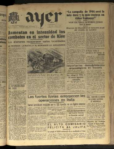 'Ayer : diario informativo de la mañana' - Año VIII Número 2281 - 1943 noviembre 10