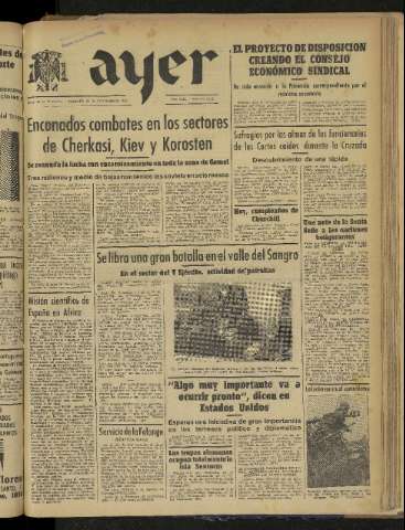 'Ayer : diario informativo de la mañana' - Año VIII Número 2297 - 1943 noviembre 30