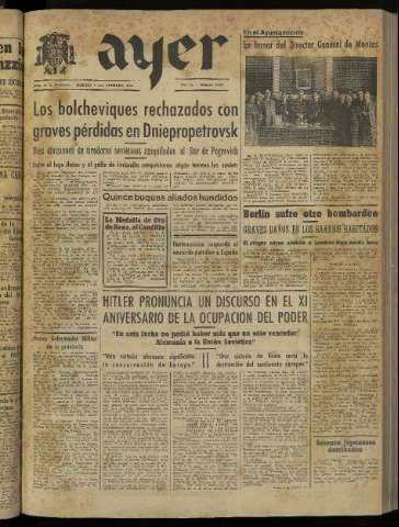 'Ayer : diario informativo de la mañana' - Año IX Número 2350 - 1944 febrero 1