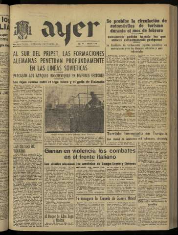'Ayer : diario informativo de la mañana' - Año IX Número 2351 - 1944 febrero 2
