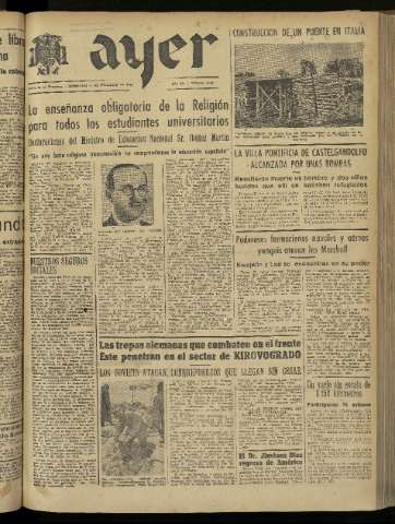 'Ayer : diario informativo de la mañana' - Año IX Número 2355 - 1944 febrero 6