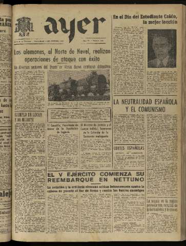 'Ayer : diario informativo de la mañana' - Año IX Número 2357 - 1944 febrero 9
