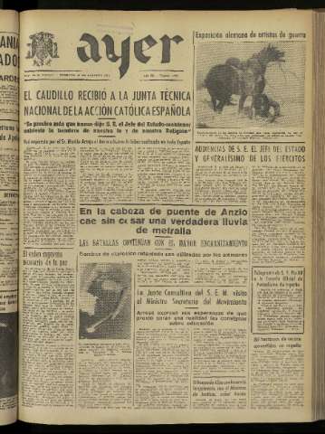 'Ayer : diario informativo de la mañana' - Año IX Número 2361 - 1944 febrero 13