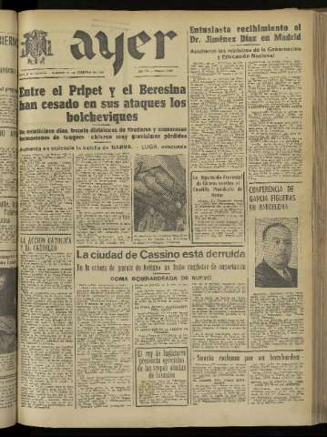 'Ayer : diario informativo de la mañana' - Año IX Número 2362 - 1944 febrero 15
