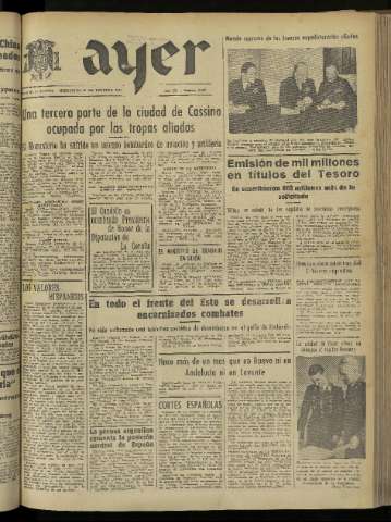 'Ayer : diario informativo de la mañana' - Año IX Número 2363 - 1944 febrero 16