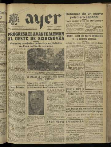 'Ayer : diario informativo de la mañana' - Año IX Número 2371 - 1944 febrero 25