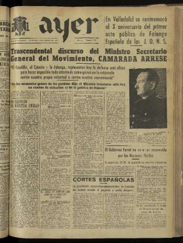 'Ayer : diario informativo de la mañana' - Año IX Número 2379 - 1944 marzo 5