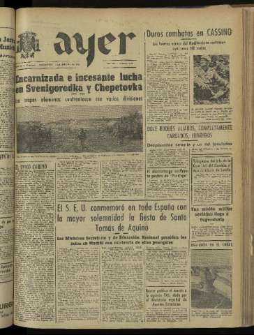 'Ayer : diario informativo de la mañana' - Año IX Número 2381 - 1944 marzo 8