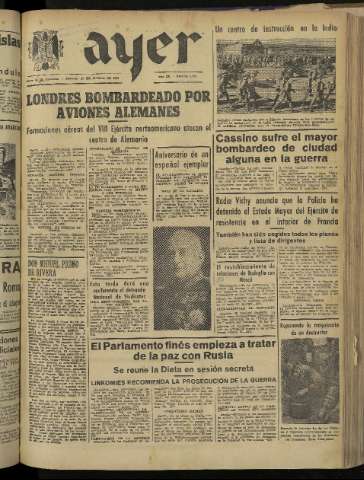 'Ayer : diario informativo de la mañana' - Año IX Número 2388 - 1944 marzo 16
