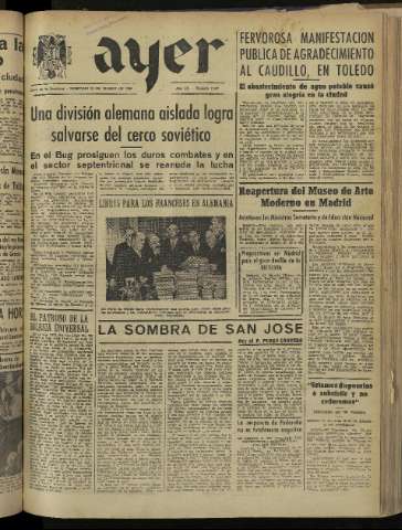 'Ayer : diario informativo de la mañana' - Año IX Número 2391 - 1944 marzo 19