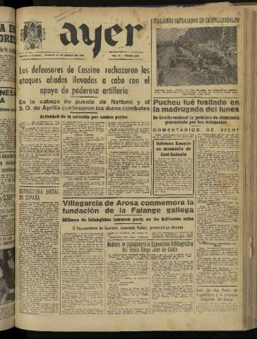'Ayer : diario informativo de la mañana' - Año IX Número 2392 - 1944 marzo 21