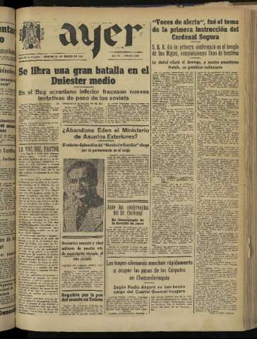 'Ayer : diario informativo de la mañana' - Año IX Número 2398 - 1944 marzo 28