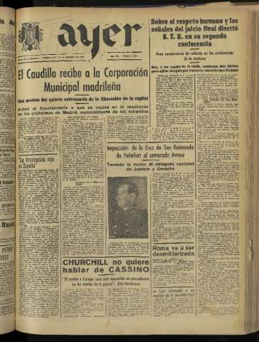 'Ayer : diario informativo de la mañana' - Año IX Número 2399 - 1944 marzo 29