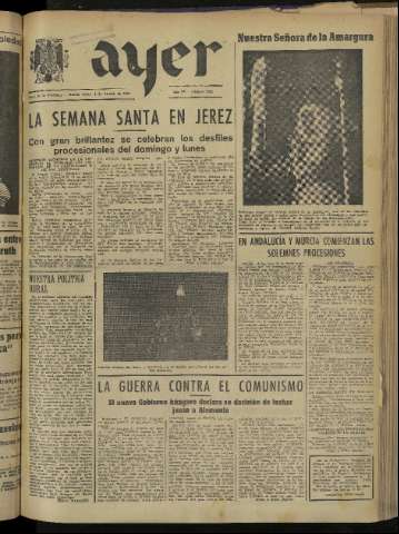 'Ayer : diario informativo de la mañana' - Año IX Número 2404 - 1944 abril 4