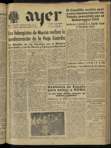 'Ayer : diario informativo de la mañana' - Año IX Número 2411 - 1944 abril 13