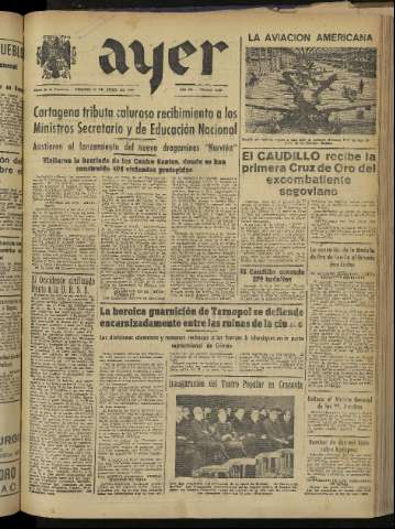 'Ayer : diario informativo de la mañana' - Año IX Número 2412 - 1944 abril 14