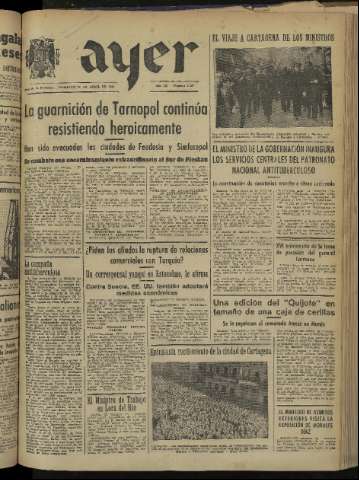 'Ayer : diario informativo de la mañana' - Año IX Número 2414 - 1944 abril 16