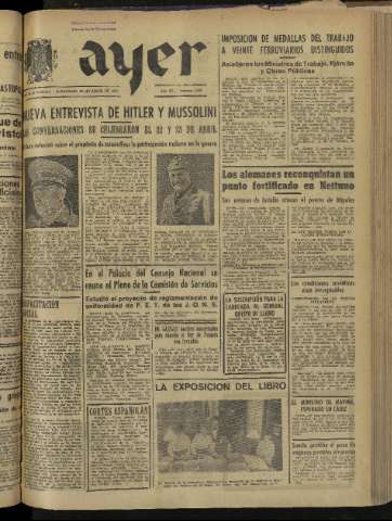 'Ayer : diario informativo de la mañana' - Año IX Número 2422 - 1944 abril 26
