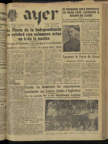 'Ayer : diario informativo de la mañana' - Año IX Número 2428 - 1944 mayo 3