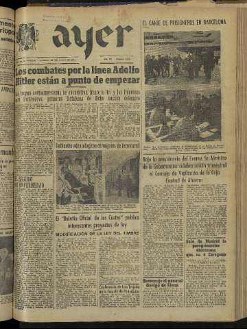 'Ayer : diario informativo de la mañana' - Año IX Número 2443 - 1944 mayo 20