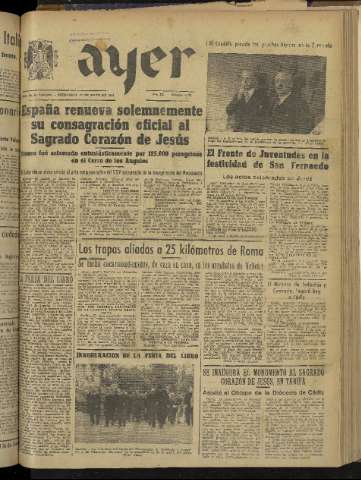 'Ayer : diario informativo de la mañana' - Año IX Número 2452 - 1944 mayo 31