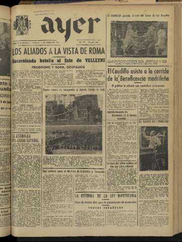 'Ayer : diario informativo de la mañana' - Año IX Número 2454 - 1944 junio 2