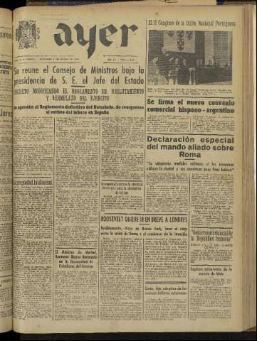 'Ayer : diario informativo de la mañana' - Año IX Número 2456 - 1944 junio 4