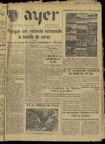 'Ayer : diario informativo de la mañana' - Año IX Número 2480 - 1944 julio 2