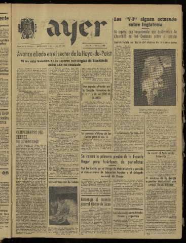 'Ayer : diario informativo de la mañana' - Año IX Número 2482 - 1944 julio 5