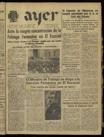 'Ayer : diario informativo de la mañana' - Año IX Número 2485 - 1944 julio 8