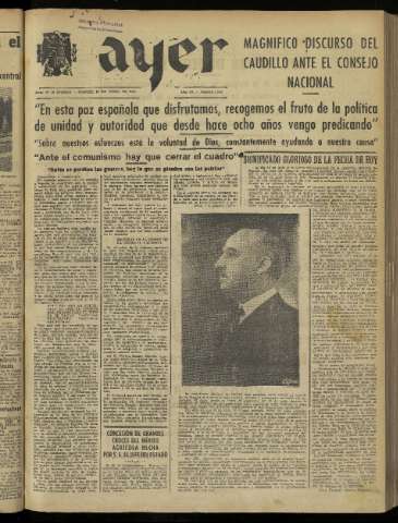 'Ayer : diario informativo de la mañana' - Año IX Número 2493 - 1944 julio 18