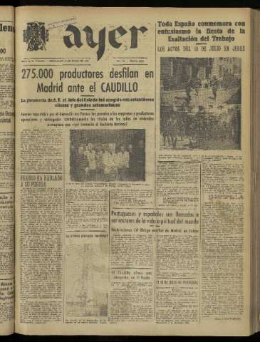 'Ayer : diario informativo de la mañana' - Año IX Número 2494 - 1944 julio 19