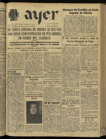 'Ayer : diario informativo de la mañana' - Año IX Número 2513 - 1944 agosto 10