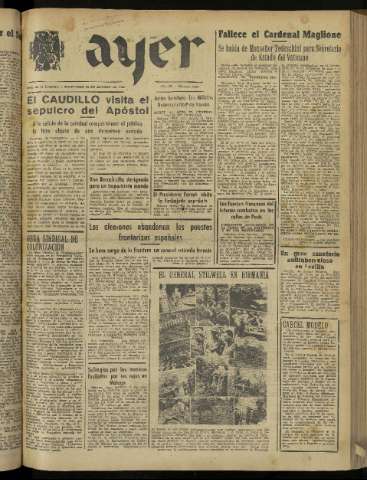 'Ayer : diario informativo de la mañana' - Año IX Número 2524 - 1944 agosto 23