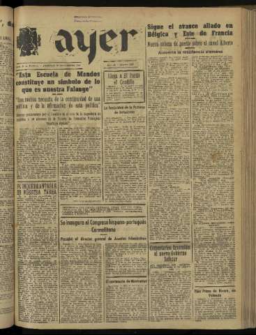 'Ayer : diario informativo de la mañana' - Año IX Número 2540 - 1944 septiembre 10