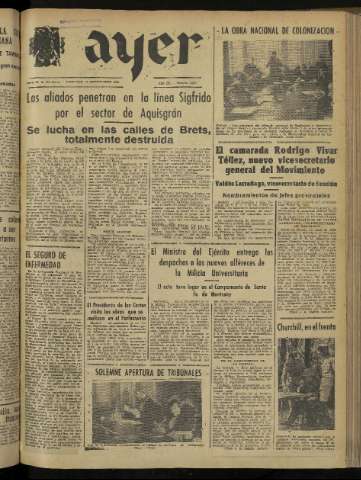'Ayer : diario informativo de la mañana' - Año IX Número 2546 - 1944 septiembre 17