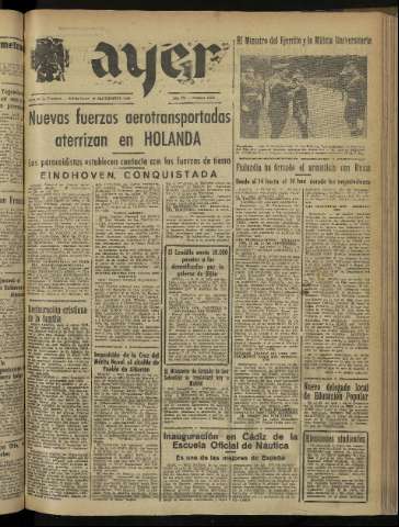 'Ayer : diario informativo de la mañana' - Año IX Número 2548 - 1944 septiembre 20