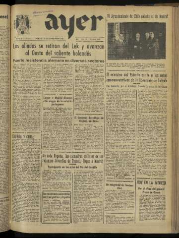 'Ayer : diario informativo de la mañana' - Año IX Número 2556 - 1944 septiembre 29