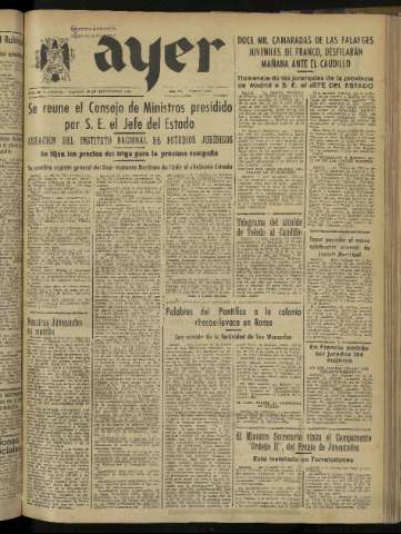 'Ayer : diario informativo de la mañana' - Año IX Número 2557 - 1944 septiembre 30