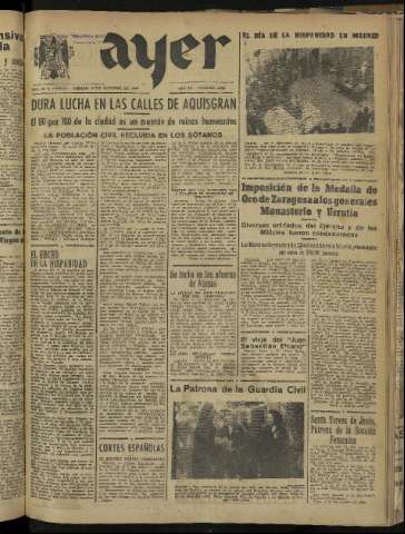 'Ayer : diario informativo de la mañana' - Año IX Número 2569 - 1944 octubre 14