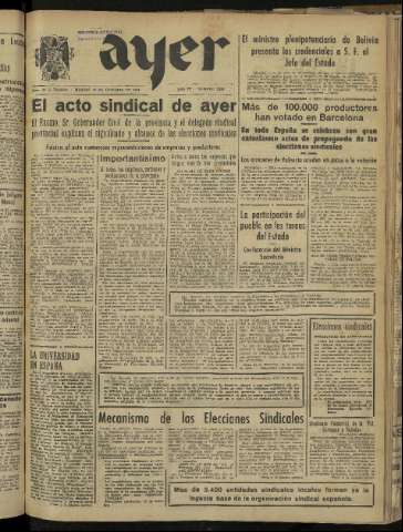 'Ayer : diario informativo de la mañana' - Año IX Número 2571 - 1944 octubre 17