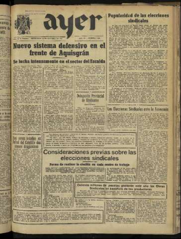 'Ayer : diario informativo de la mañana' - Año IX Número 2572 - 1944 octubre 18